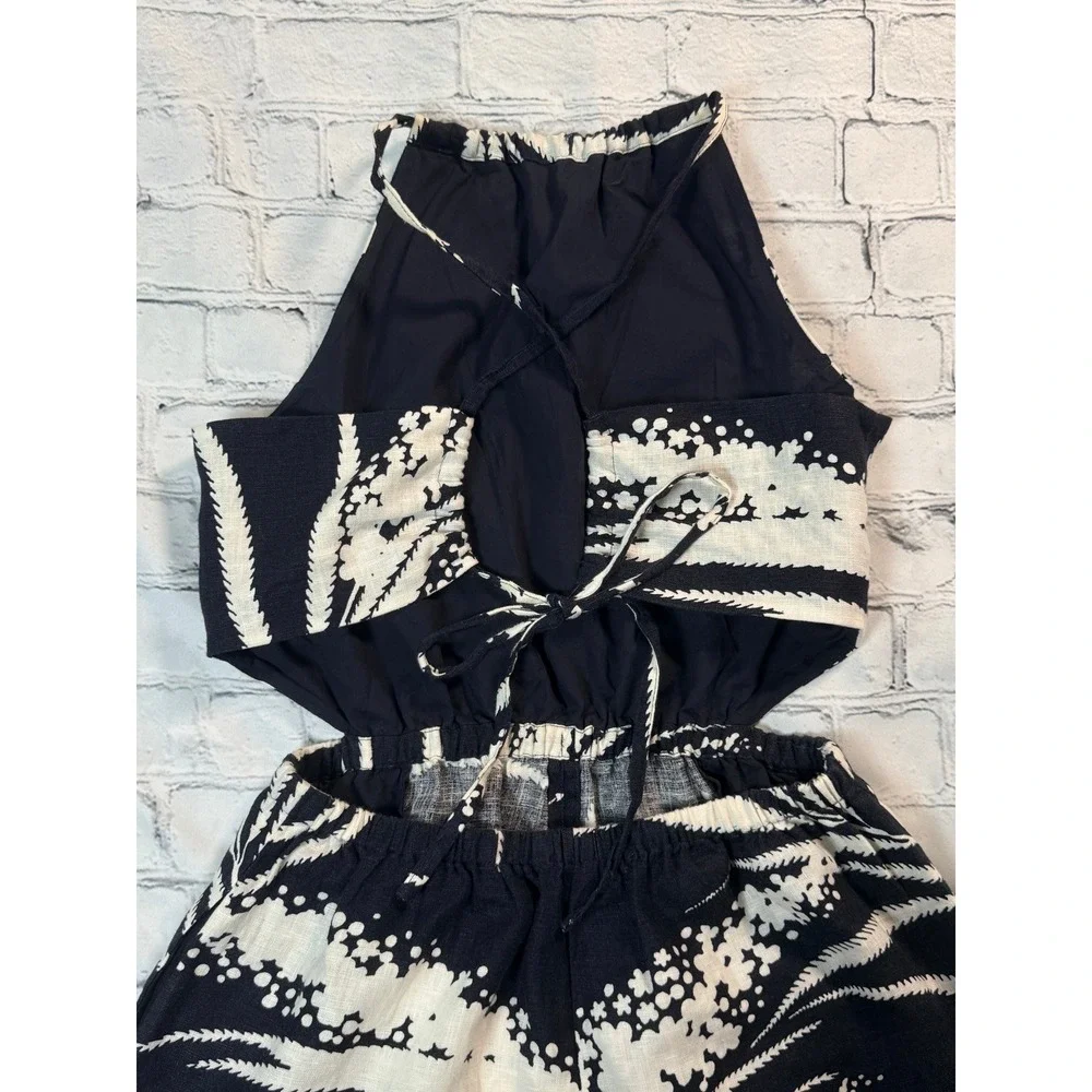 COS Jumpsuit Small Floral Palm Wide Leg Halter Boho Summer
